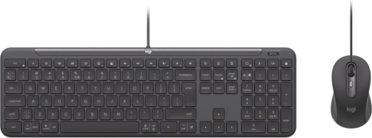 Kit con cable Logitech de teclado y ratón para empresas, grafito (US)