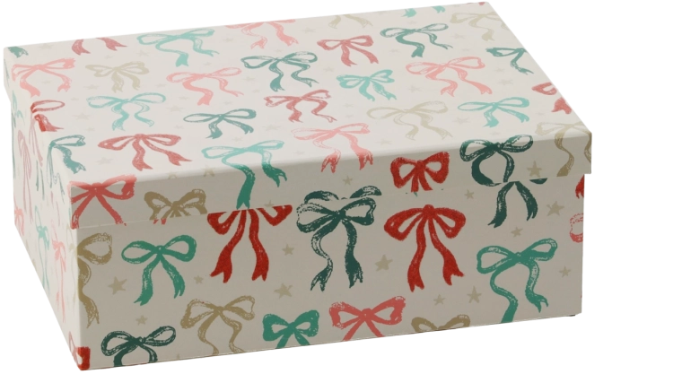 Caja de regalo navideña con lazo 25 × 18 × 9,5 cm - 1 pieza