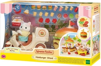 Sylvanian Families restaurante móvil con forma de hamburguesa y figura Latte Cat