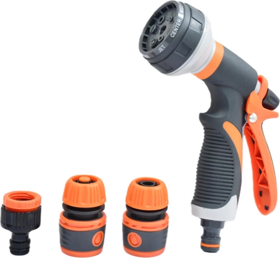 Pistola de riego con 8 funciones soft + accesorios