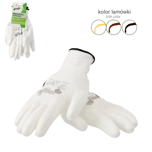 Guantes protectores de poliéster con recubrimiento de poliuretano, talla 10/XL