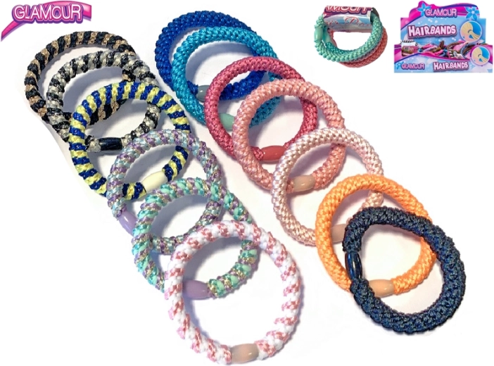 Glamour pulsera y goma para el pelo 2 en 1 – set de 4 uds., mix de colores