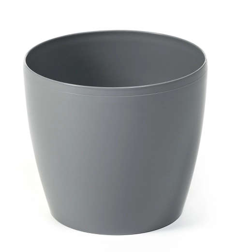 Cubre maceta MAGNOLIA 25 cm gris brillante, funda de plástico sin drenaje