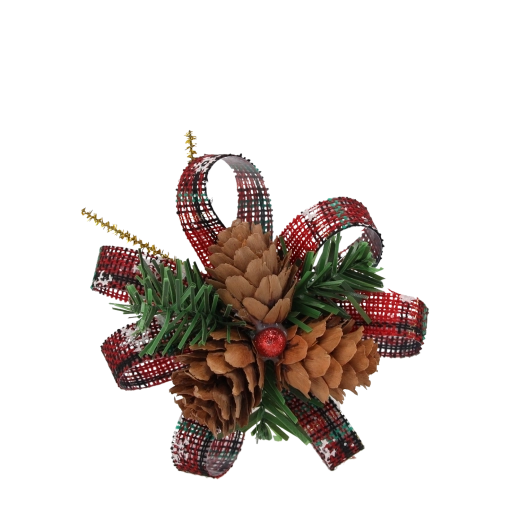 Set de adornos navideños con piñas y agujas de pino 10 cm – 3 uds