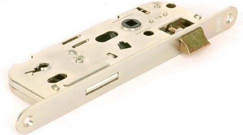 Cerradura de embutir 90/60 reversible derecha/izquierda, zinc blanco, 1 llave