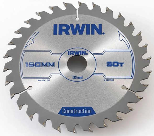 Disco de sierra IRWIN 150 mm, 30 dientes, corte fino para madera