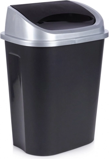 Papelera de plástico con tapa basculante 25 l, negra