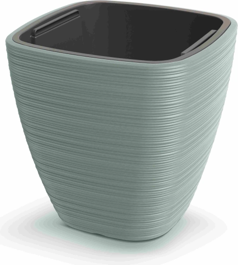 Maceta Vena Square color salvia 38,8 × 38 × 38 cm con inserto