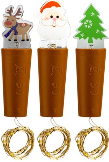 Tapón decorativo con cadena LED para botella, 9 LED, blanco cálido