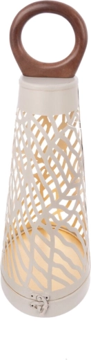 Candelabro Cone de metal y madera en beige y dorado, 43 cm