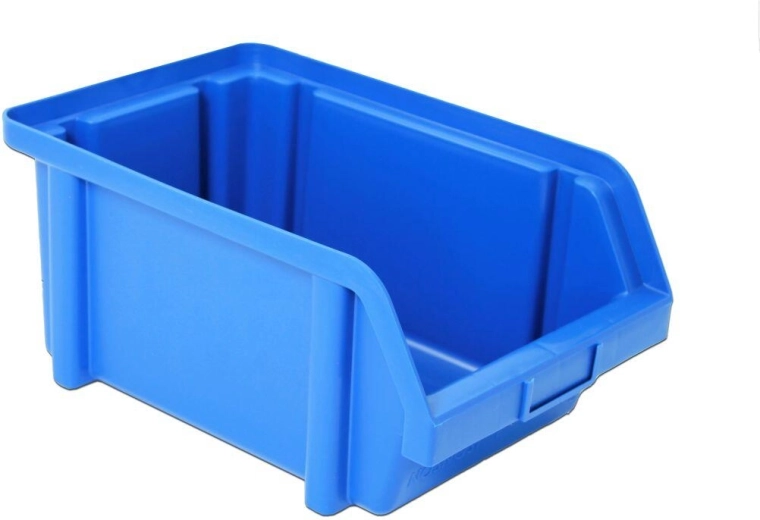 Caja de almacenaje inclinada de plástico, roja, 300 × 200 × 140 mm, capacidad de carga 20 kg
