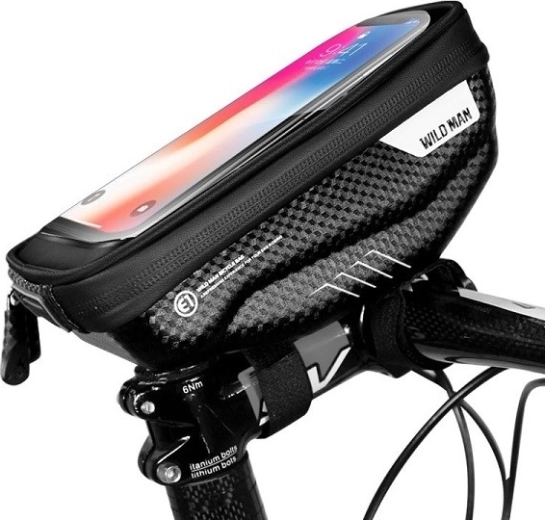 Bolsa de bicicleta Wildman S E1 para manillar con soporte para teléfono 1 l negra