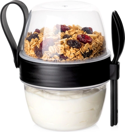 Vilde vaso de yogur de dos compartimentos con cuchara y tenedor 600 ml