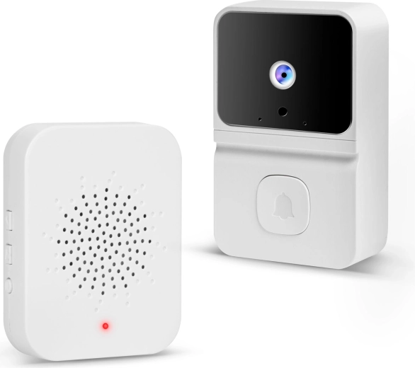 Videoportero Wi‑Fi inalámbrico con batería HD blanco