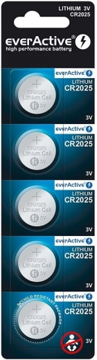 Pilas de botón EverActive CR2025 3V, 5 uds.