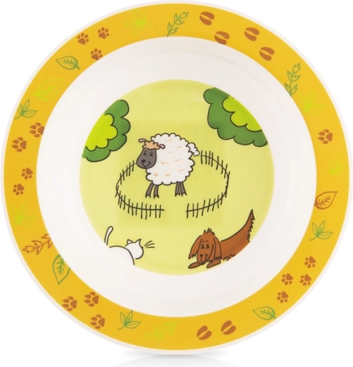 Plato hondo infantil con motivo de granja, 16 cm, 350 ml