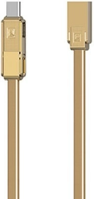 Cable de carga y datos 3 en 1 REMAX dorado (USB‑C, Micro‑USB, Lightning) 1 m