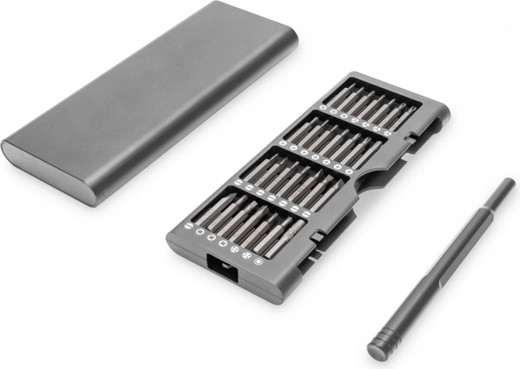 Juego de destornilladores de precisión 57 en 1 DIGITUS en estuche de aluminio