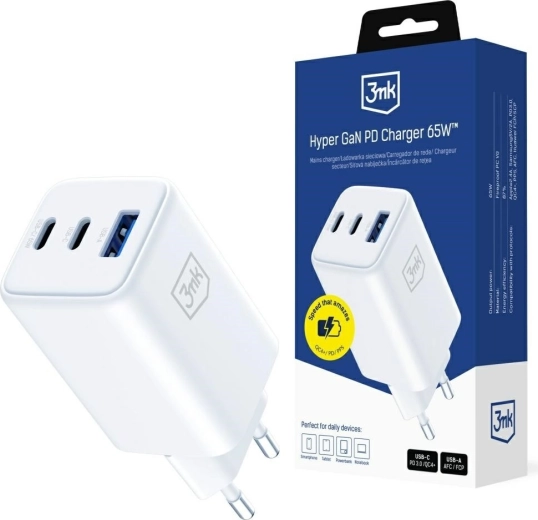 Cargador 3mk Hyper GaN 65 W blanco