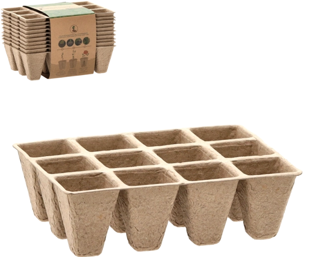 Juego de 10 bandejas de turba para semilleros con macetitas 15,5 × 11,5 × 5 cm