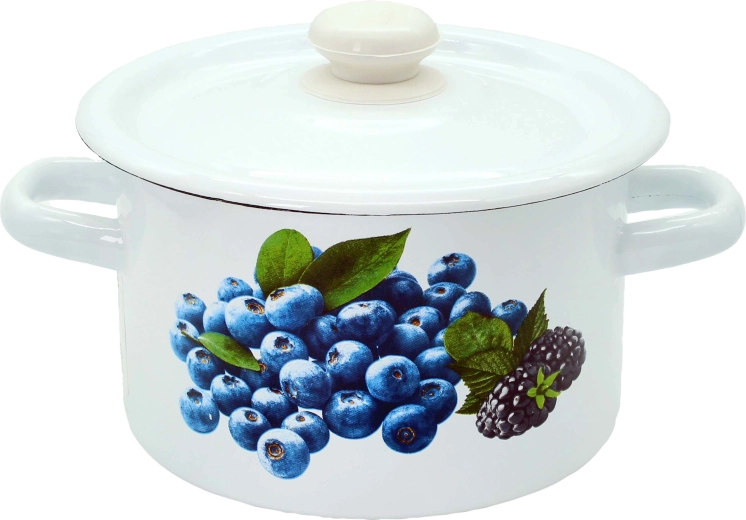 Olla esmaltada con tapa 2 l – decoración de frutas