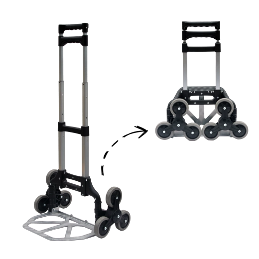Carretilla de aluminio plegable para escaleras con seis ruedas, capacidad de carga de 35/70 kg
