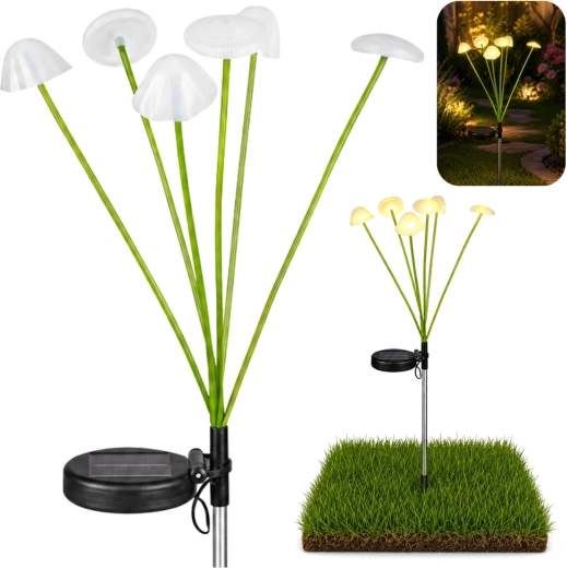 Lámpara solar decorativa de jardín grzybki LED con luz cálida 70 cm