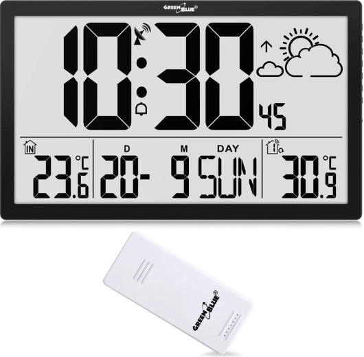 Reloj de pared multifunción con pantalla LCD y sincronización DCF