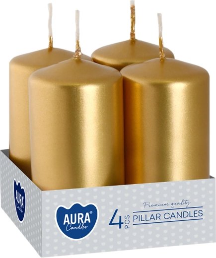 Velas de Adviento metálicas doradas brillantes 80 × 40 mm - 4 unidades