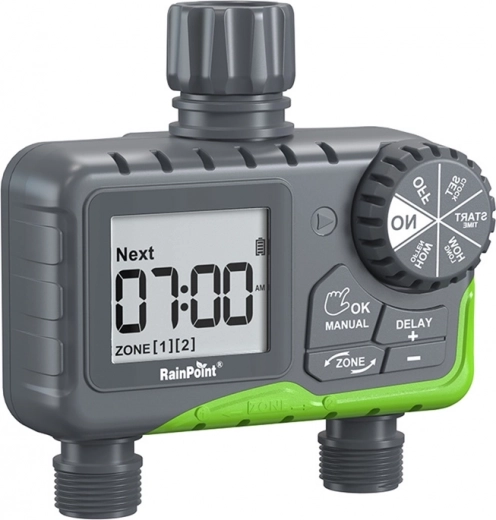 Temporizador de manguera de dos zonas RainPoint para jardín