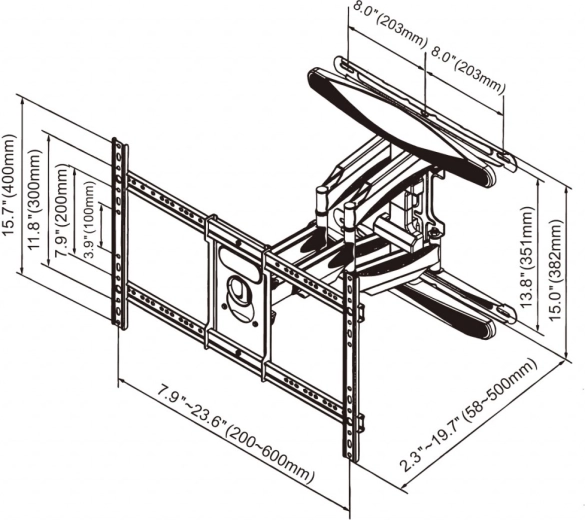 Amplia compatibilidad VESA 200×200 hasta 600×400