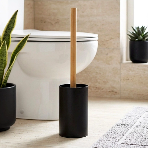 Elegante negro mate + mango de bambú