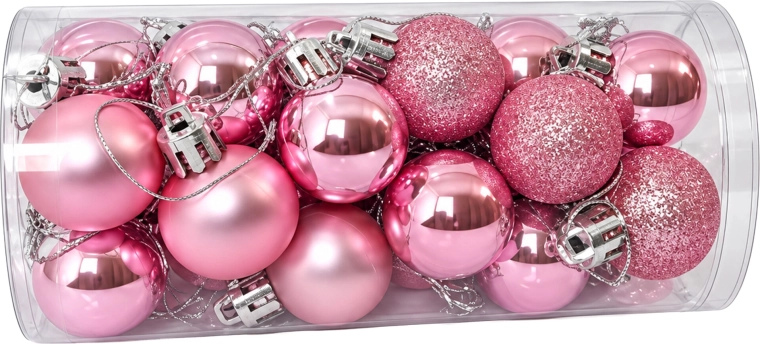 Adornos navideños irrompibles para el árbol, rosas, 24 unidades