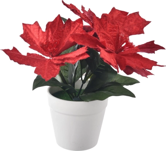 Flor de Pascua artificial de plástico roja 25 cm