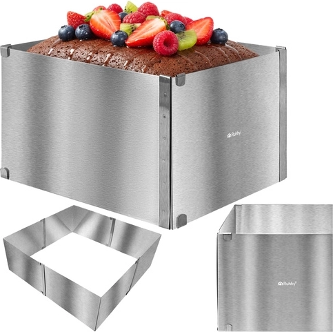 Ruhhy aro pastelero rectangular ajustable de acero inoxidable 15 cm