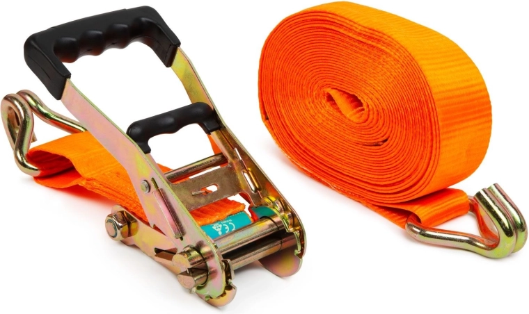 Correa de sujeción con carraca de 10 m x 50 mm, capacidad de carga de 2500 kg