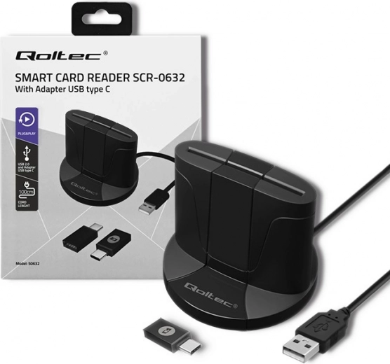 Lector inteligente de tarjetas con chip Qoltec