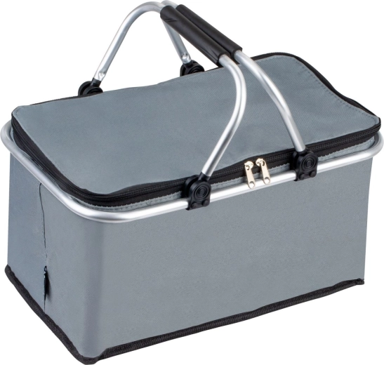 Cesta plegable termoaislante para picnic, compras y playa, impermeable, gris