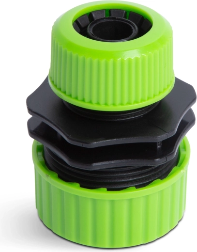 Adaptador de plástico para manguera de jardín de 1/2" a 3/4", verde/negro