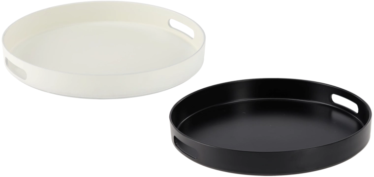 Bandeja redonda de servir con asas 33 cm blanco-negro