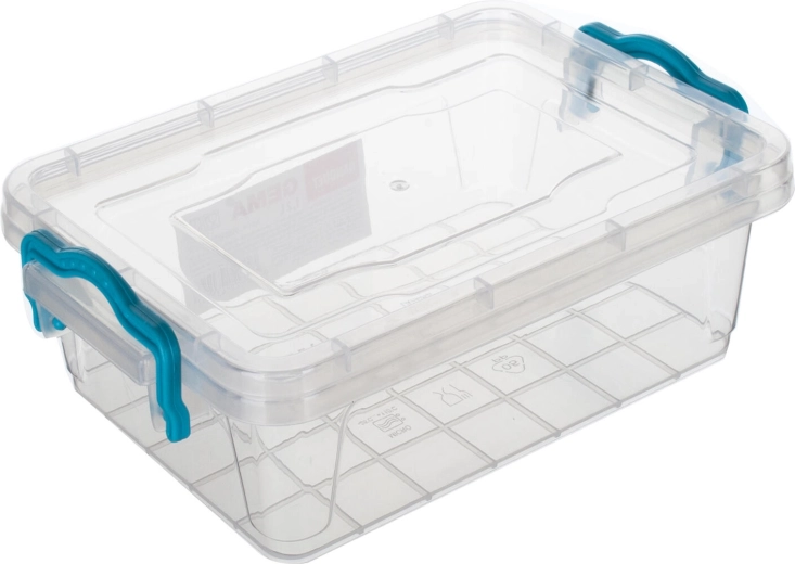 Recipiente GEMA rectangular 1,2 l con asas turquesa