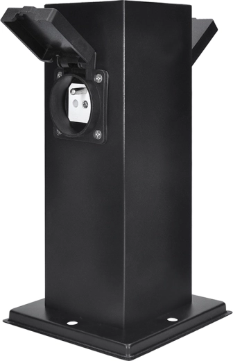 Solight poste eléctrico de jardín IP44 de acero inoxidable, 2 enchufes, negro