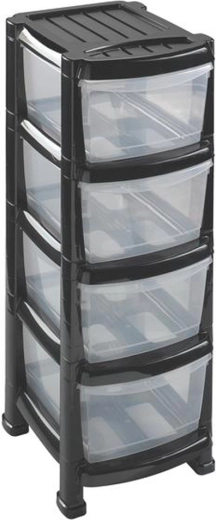 Estantería de plástico con cuatro cajones 29 × 38 × 78 cm