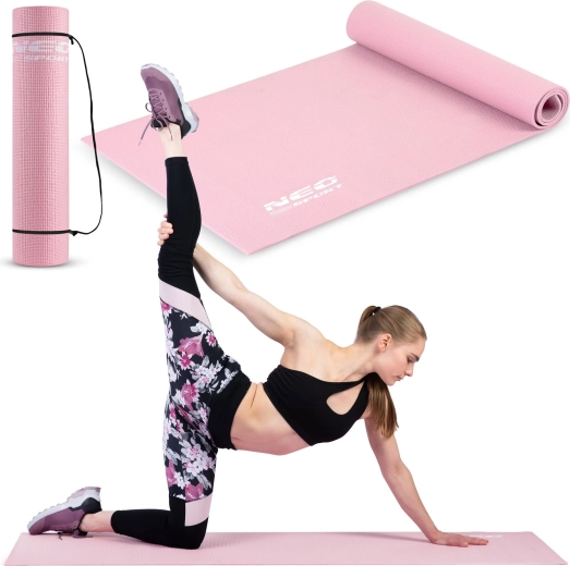 Esterilla de ejercicio rosa NEO SPORT 173 × 61 × 0,6 cm con correa