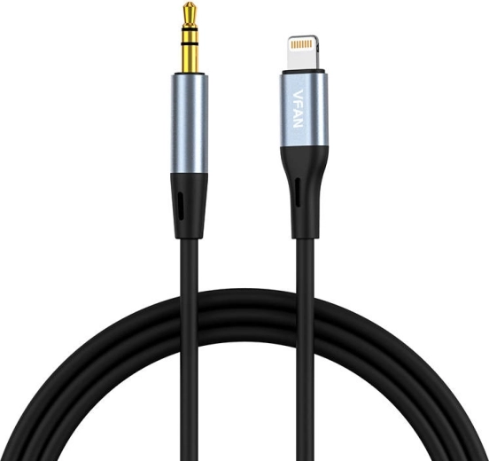 Cable VFAN L05 Lightning a mini jack 3,5 mm AUX, 1 m (gris)