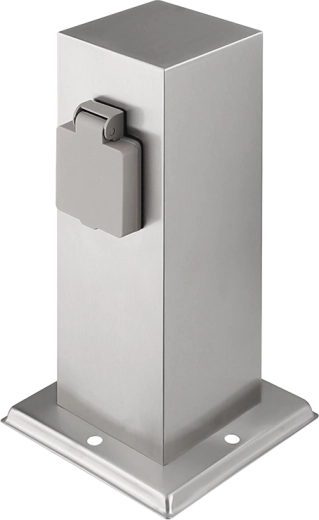 Solight poste eléctrico de jardín IP44 de acero inoxidable con 2 tomas, plateado - 1 unidad