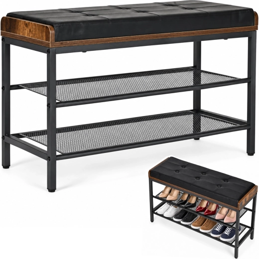 Zapatero con asiento acolchado de estilo loft ModernHome