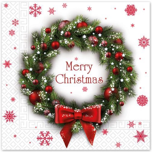 Servilletas navideñas de papel 33 × 33 cm, 3 capas, motivo de corona, 20 uds