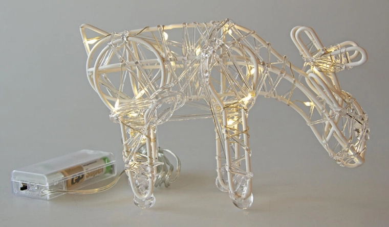 Decoración LED de reno de acrílico 20 cm con temporizador, 20 LED