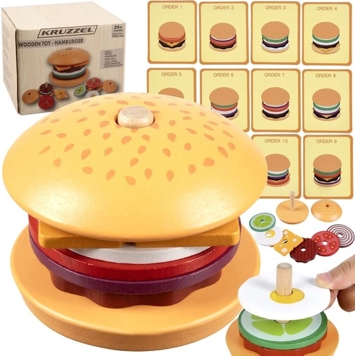 Hamburguesa de madera con clasificador y tarjetas KRUZZEL